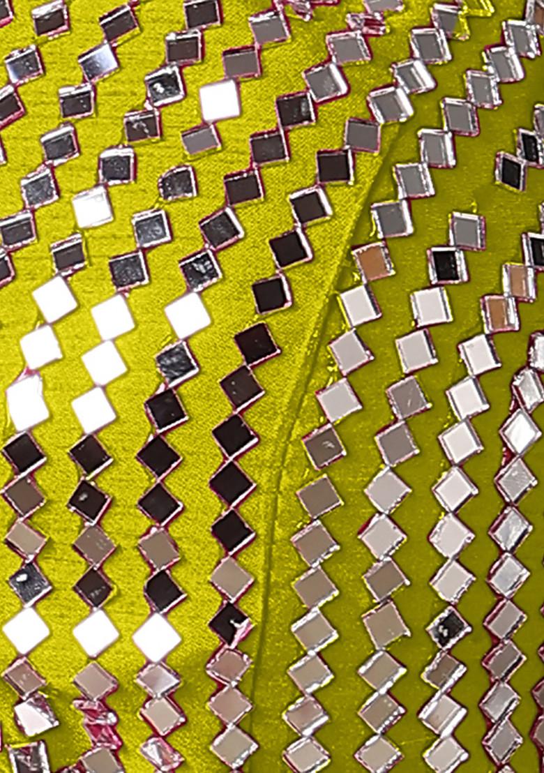 Yellow Jacket Set With Hand Embroidered Blouse And Palazzo