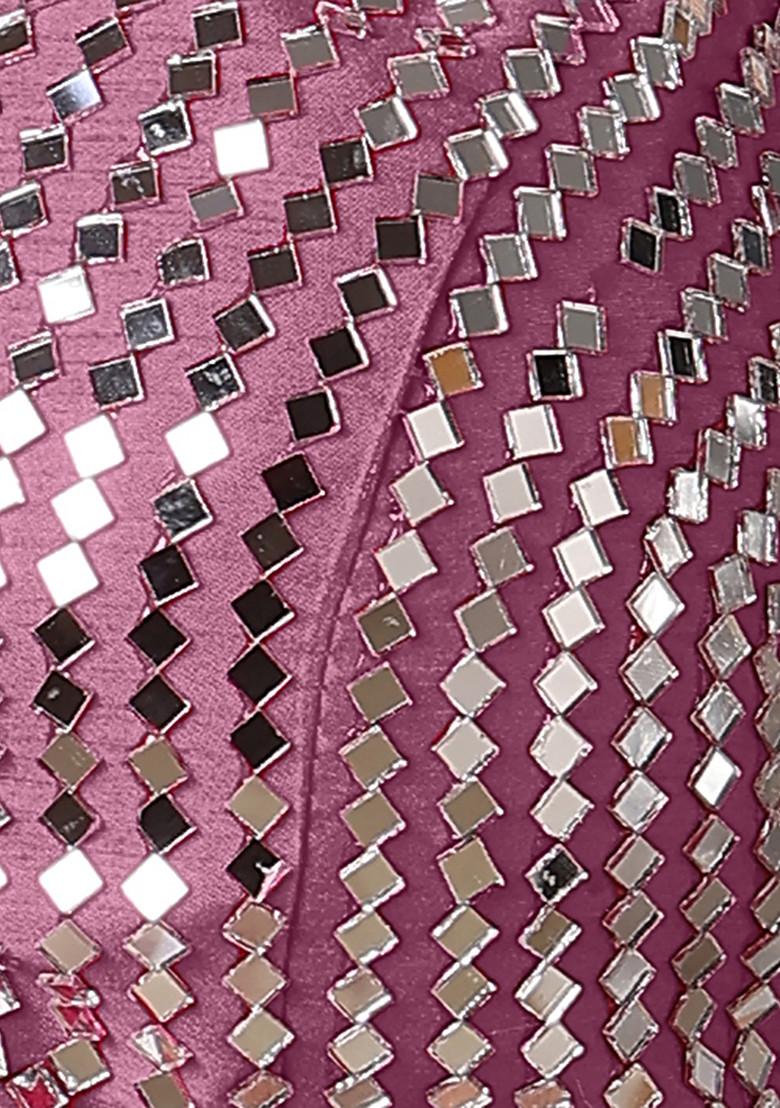 Pink Jacket Set With Hand Embroidered Blouse And Palazzo