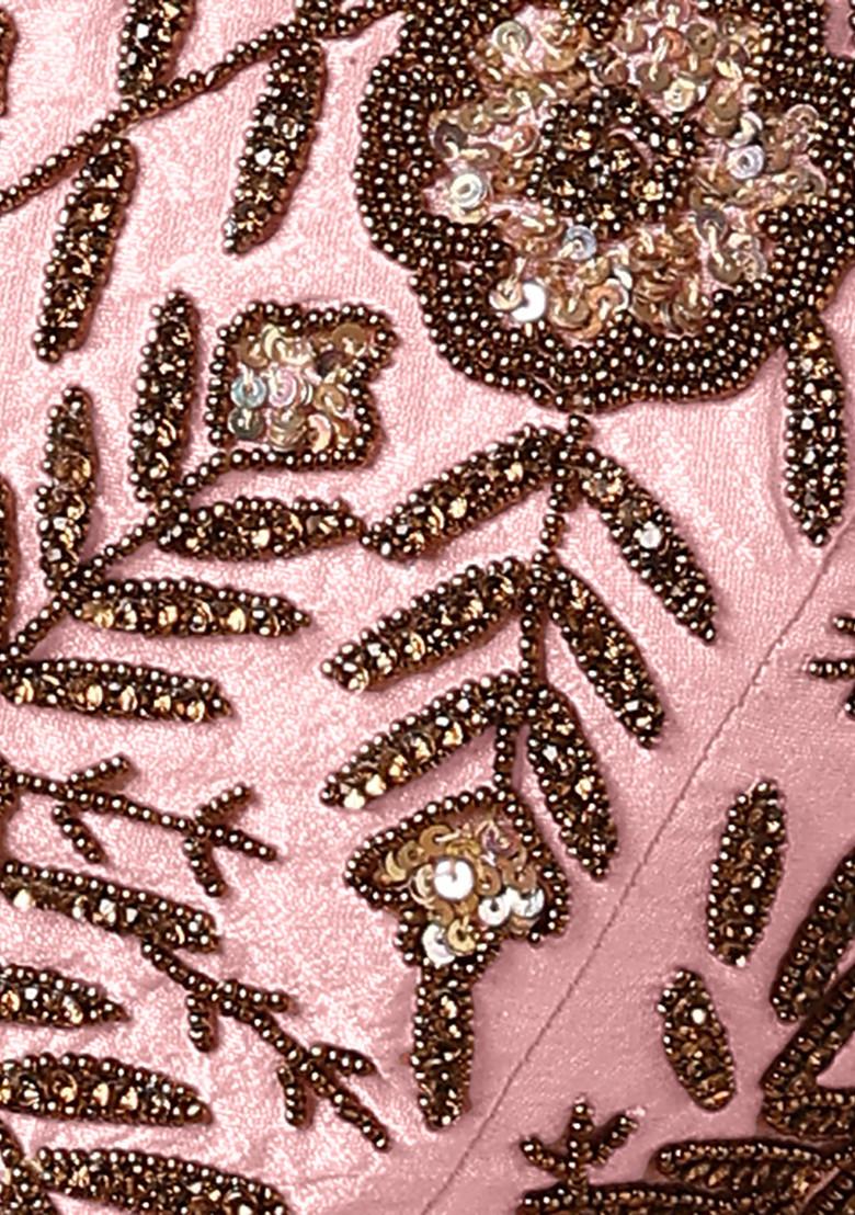 Pink Jacket Set With Hand Embroidered Blouse And Palazzo