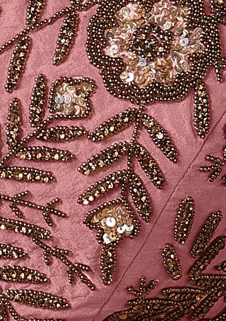 Pink Jacket Set With Hand Embroidered Blouse And Palazzo