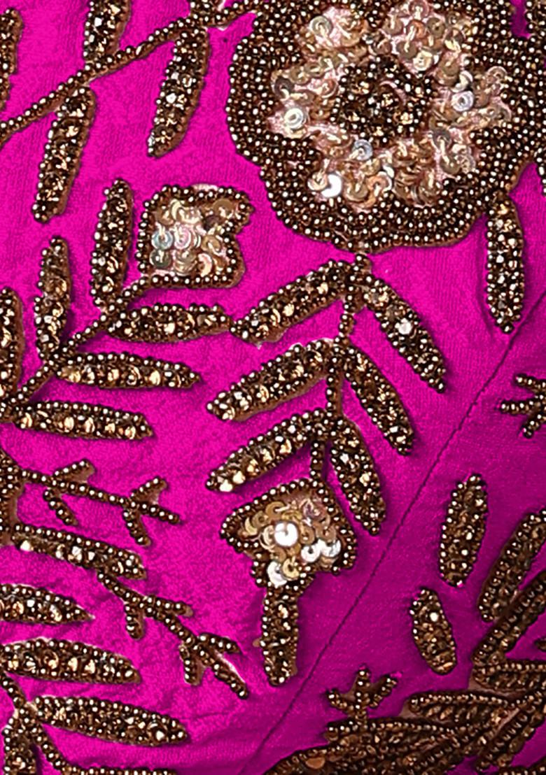 Pink Jacket Set With Hand Embroidered Blouse And Palazzo