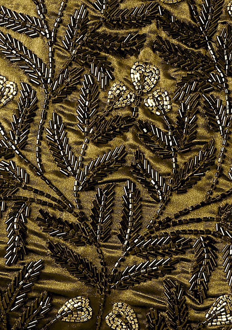 Olive Jacket Set With Hand Embroidered Blouse And Palazzo