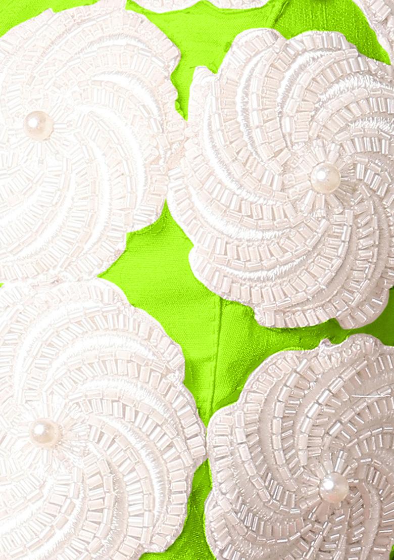 Green Palazzo Set With Hand Embroidered Blouse And Dupatta