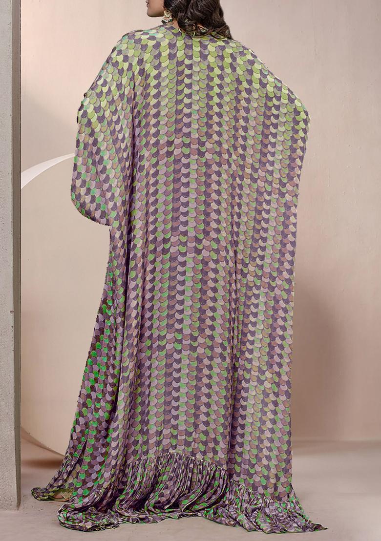 Purple Jacket Set With Hand Embroidered Blouse And Palazzo