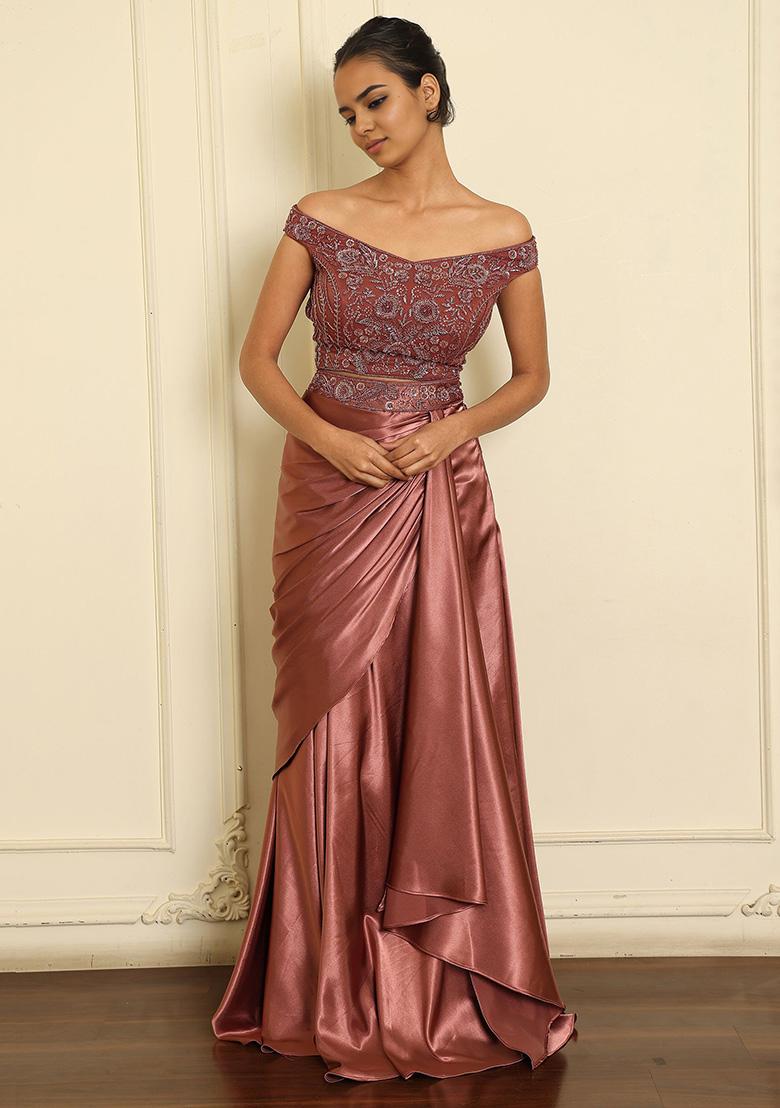 Pink Skirt Set With Hand Embroidered Blouse