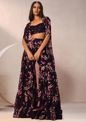 Blush Pink Jacket Set With Hand Embroidered Blouse And Sharara