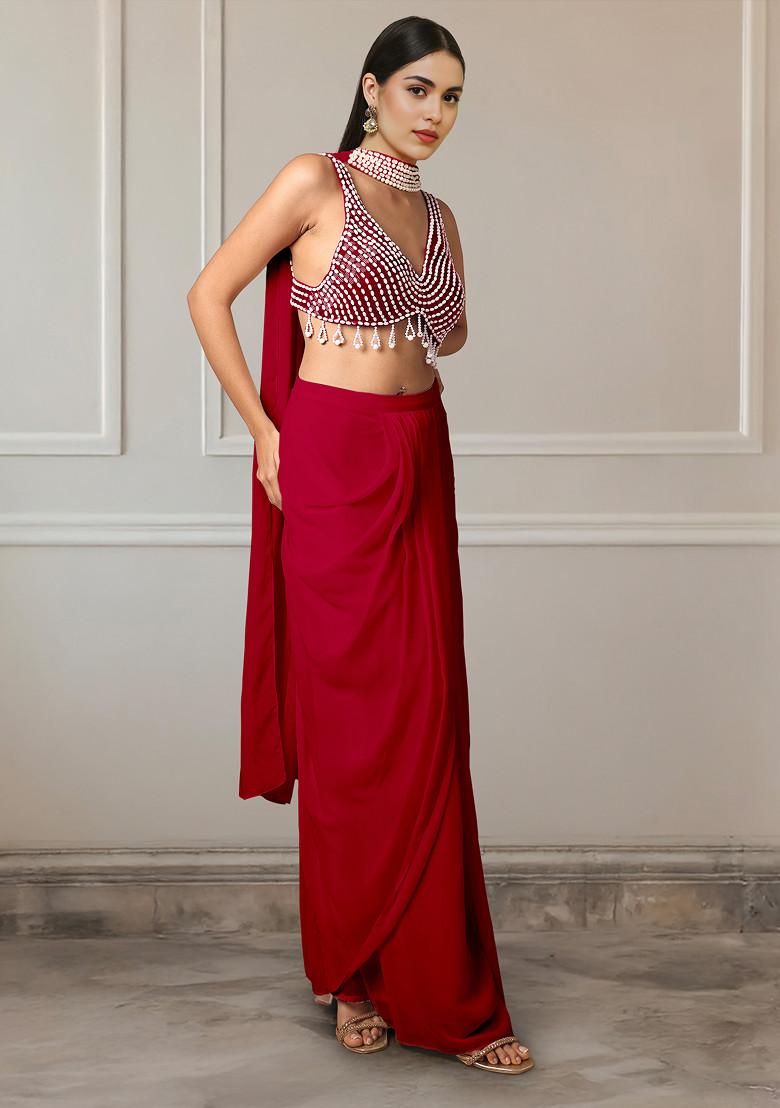 Pink Skirt Set With Hand Embroidered Blouse And Dupatta