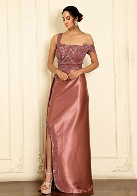 Pink Skirt Set With Hand Embroidered Blouse