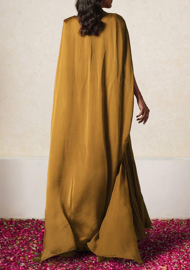 Golden Jacket Set With Hand Embroidered Blouse And Sharara