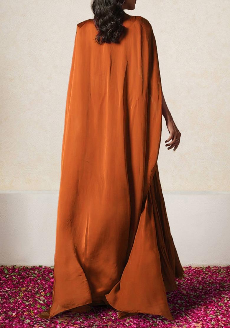 Orange Jacket Set With Hand Embroidered Blouse And Sharara