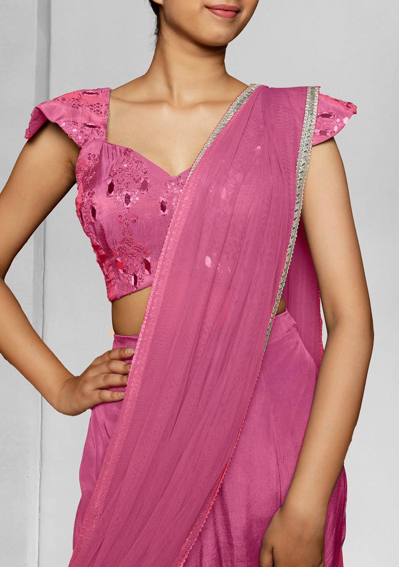 Pink Sharara Set With Hand Embroidered Blouse