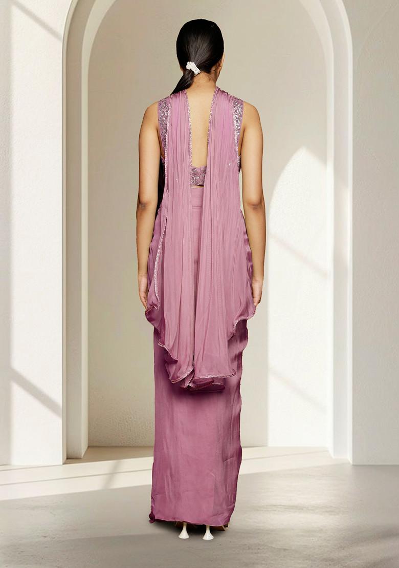 Pink Skirt Set With Hand Embroidered Blouse And Dupatta