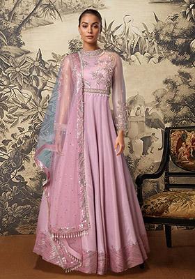 Pink Hand Embroidered Anarkali Set With Dupatta