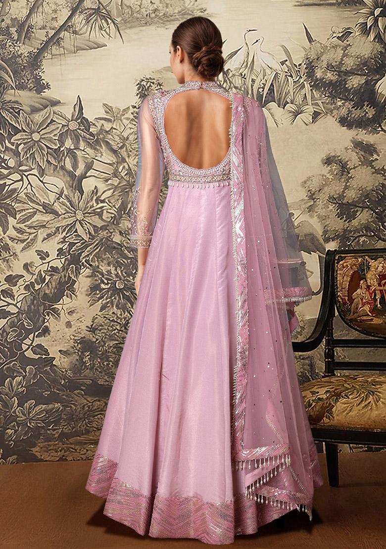Pink Hand Embroidered Anarkali Set With Dupatta