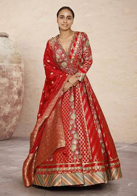 Red Hand Embroidered Kurta Set