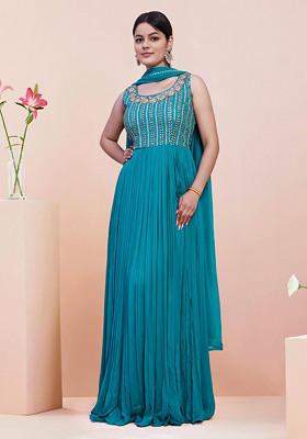 Green Hand Embroidered Anarkali Set With Dupatta