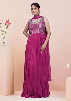 Pink Hand Embroidered Anarkali Set With Dupatta