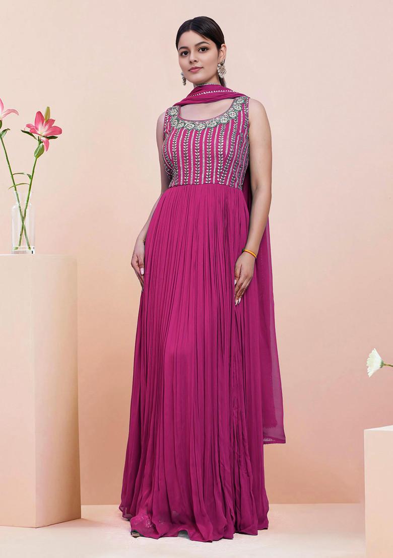 Pink Hand Embroidered Anarkali Set With Dupatta