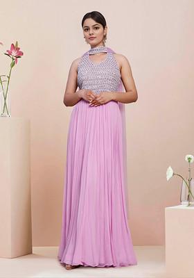 Pink Hand Embroidered Anarkali Set With Dupatta