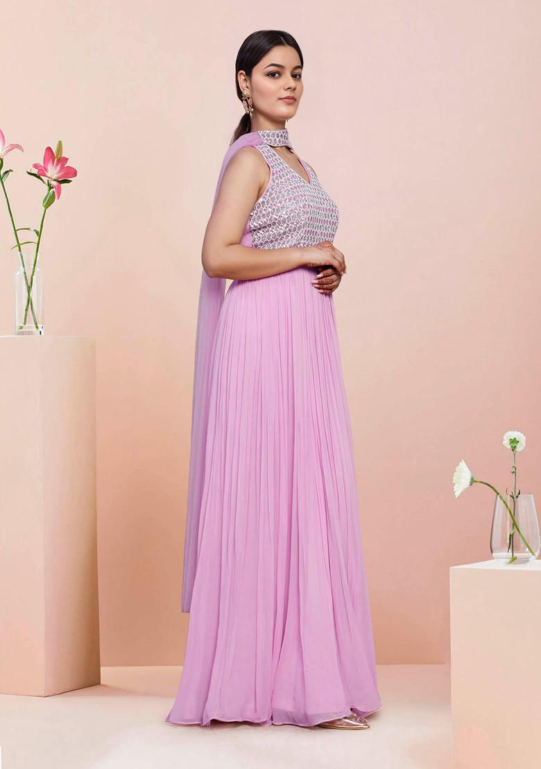 Pink Hand Embroidered Anarkali Set With Dupatta