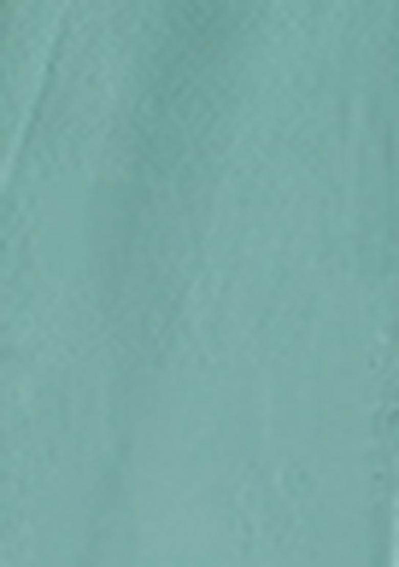 Teal Smoke Kurta Set With Hand Embroidered Pant And Dupatta