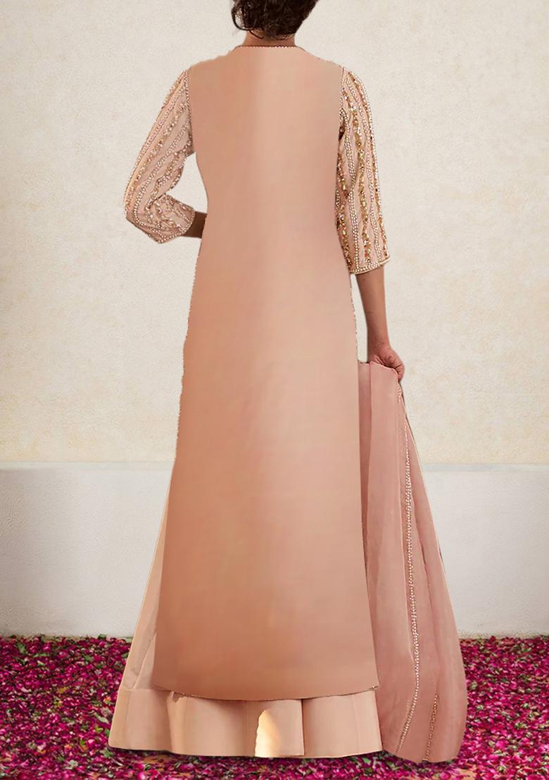 Yellow Skirt Set With Hand Embroidered Kurta And Dupatta