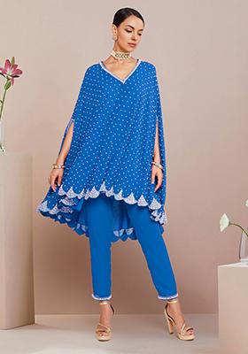 Cobalt Blue Hand Embroidered Kurta With Pant