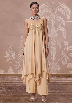 Yellow Palazzo Set With Hand Embroidered Kurta And Dupatta