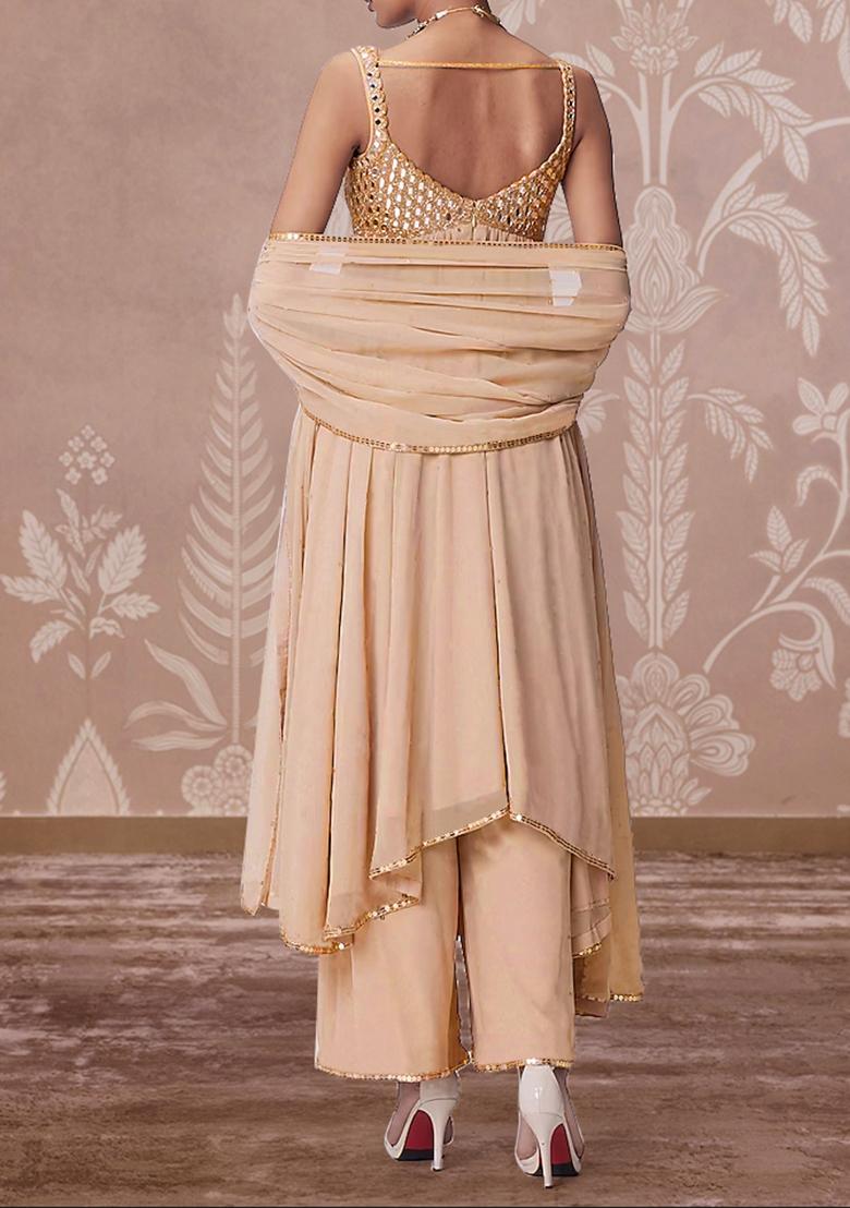 Yellow Palazzo Set With Hand Embroidered Kurta And Dupatta