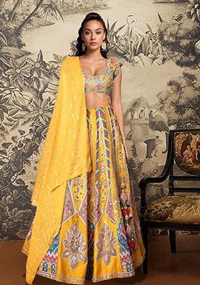 Yellow Lehenga Set With Hand Embroidered Blouse And Dupatta