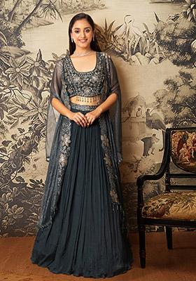 Green Lehenga Set With Hand Embroidered Blouse And Jacket