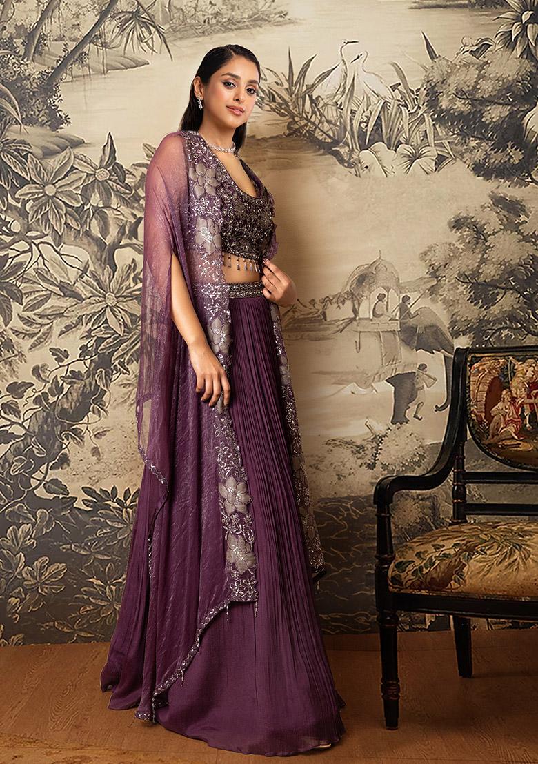 Maroon Lehenga Set With Hand Embroidered Blouse And Jacket