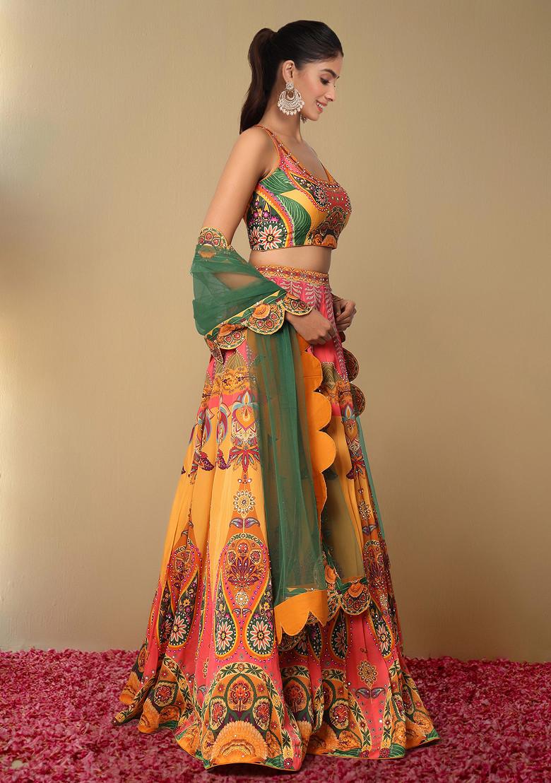 Yellow Lehenga Set With Hand Embroidered Blouse And Dupatta