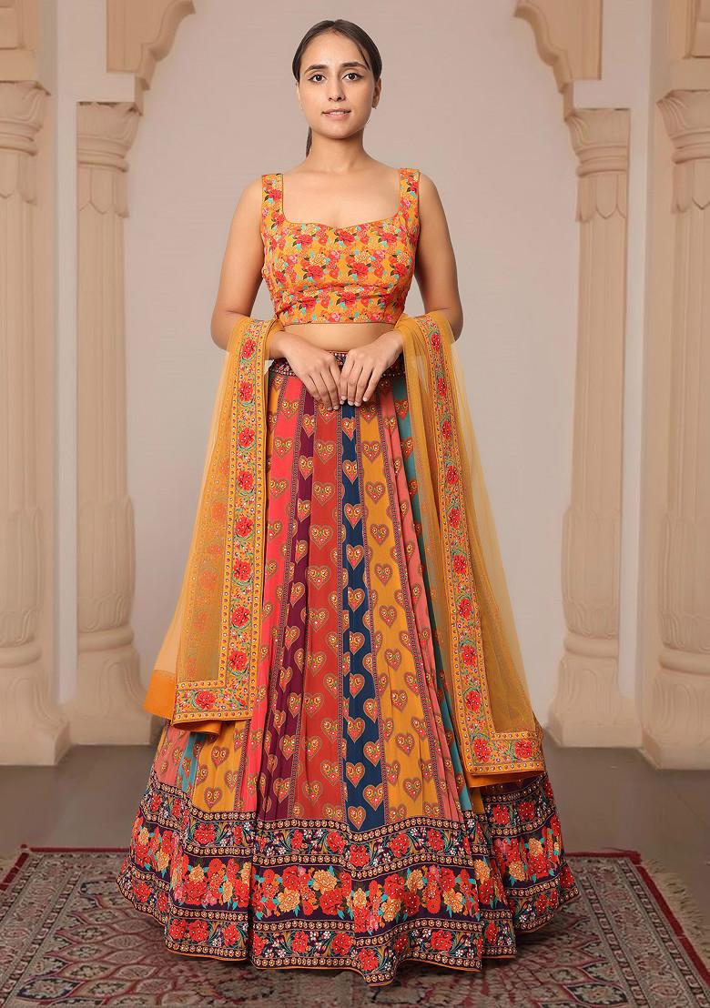 Yellow Lehenga Set With Hand Embroidered Blouse And Dupatta