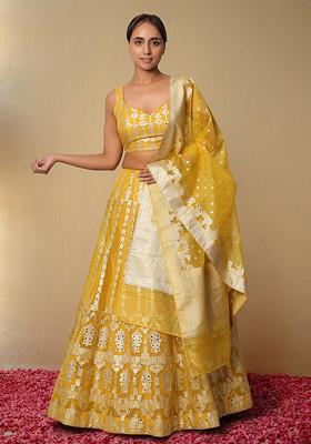 Yellow Lehenga Set With Hand Embroidered Blouse And Dupatta
