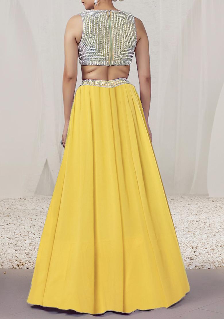 Yellow Lehenga Set With Hand Embroidered Blouse And Dupatta