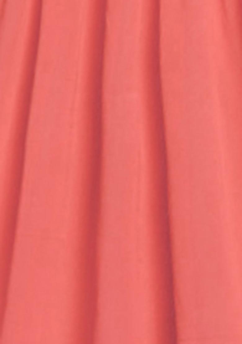 Coral Lehenga And Hand Embroidered Blouse Set With Belt And Dupatta