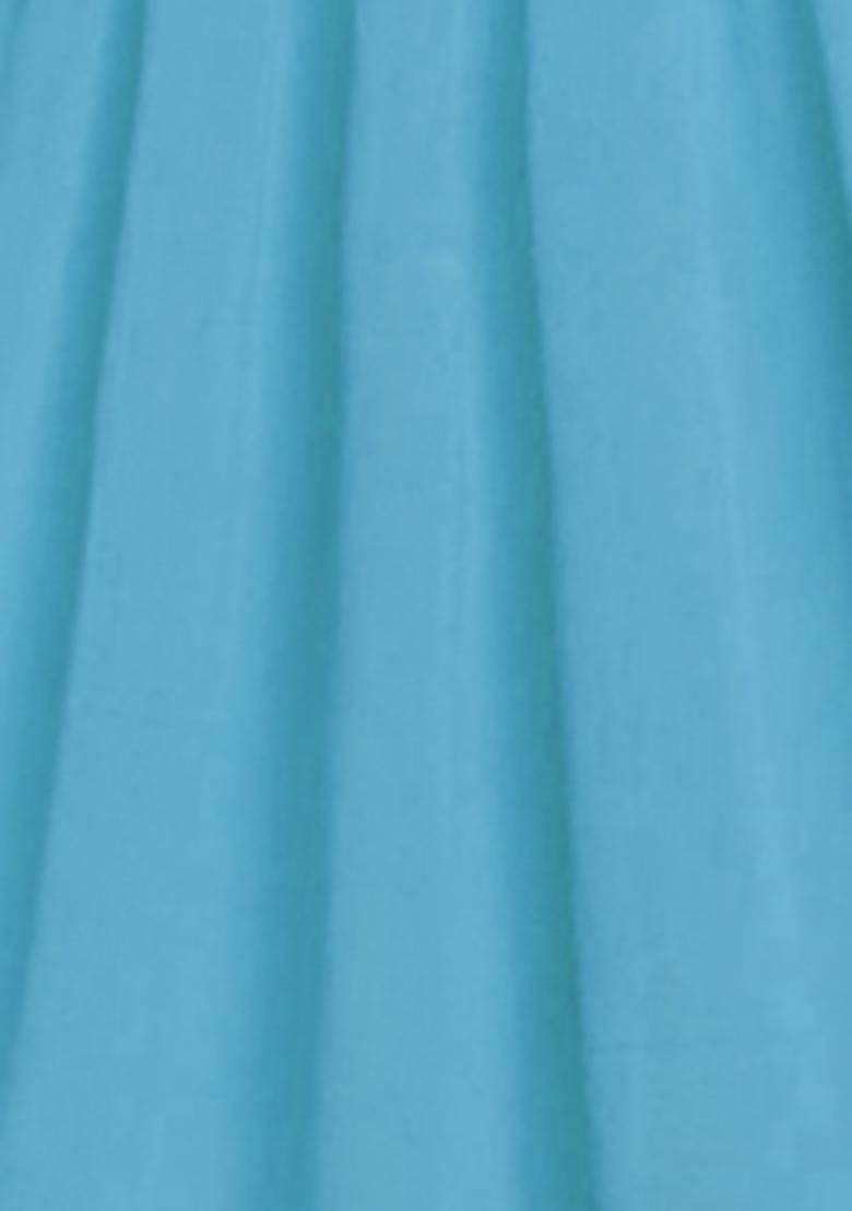 Sky Blue Lehenga And Hand Embroidered Blouse Set With Belt And Dupatta