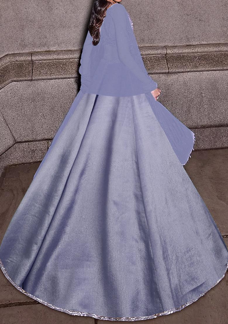 Lavender Lehenga Set With Hand Embroidered Blouse And Dupatta