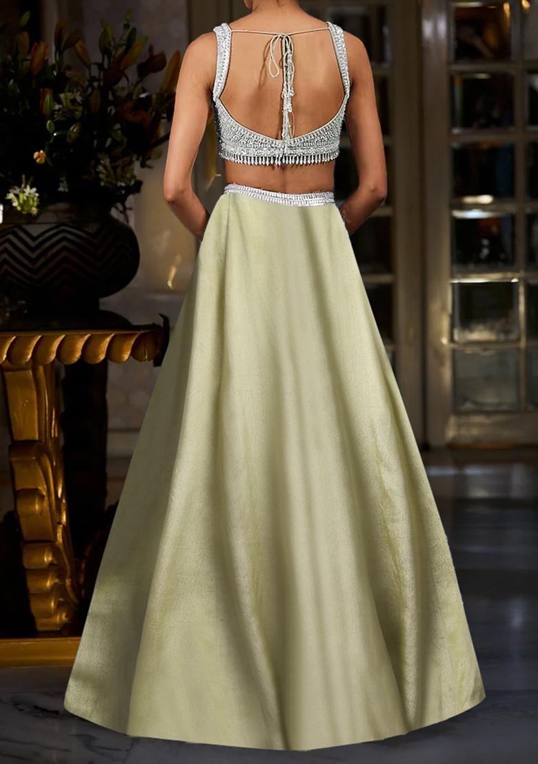 Citrus Yellow Lehenga Set With Hand Embroidered Blouse And Dupatta