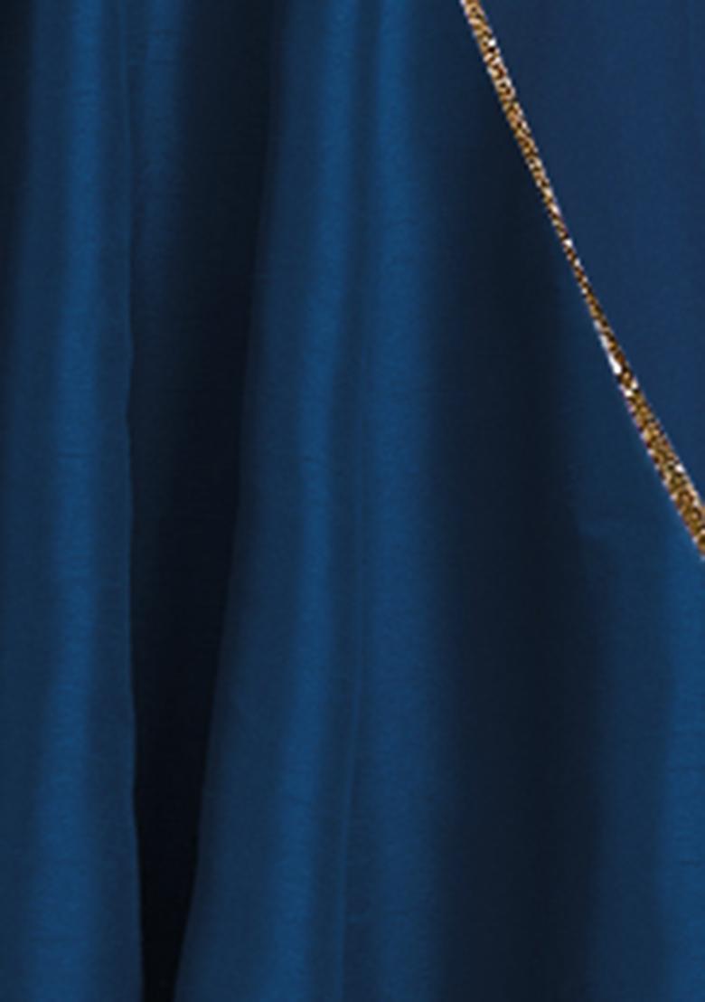 Blue Lehenga Set With Hand Embroidered Blouse And Dupatta