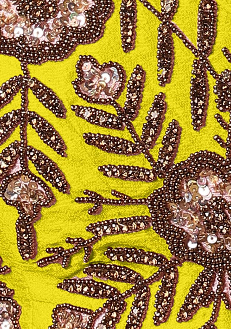 Yellow Lehenga Set With Hand Embroidered Blouse And Jacket