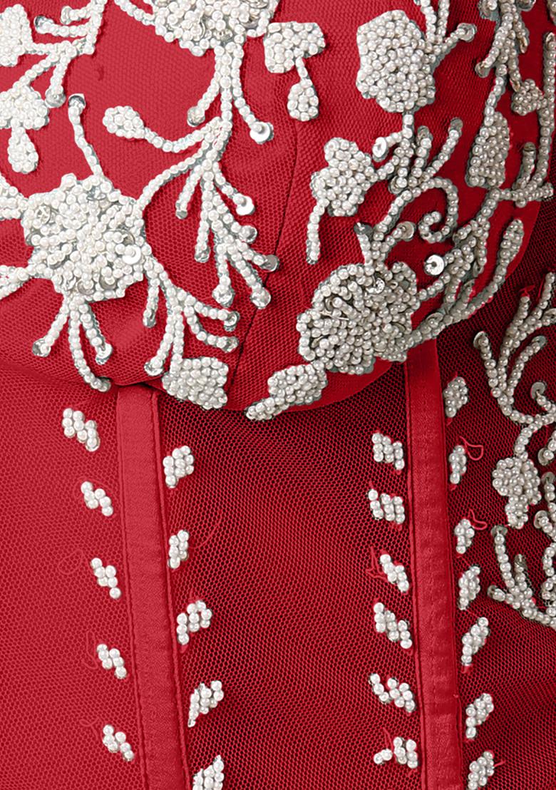 Red Lehenga Set With Hand Embroidered Blouse And Dupatta