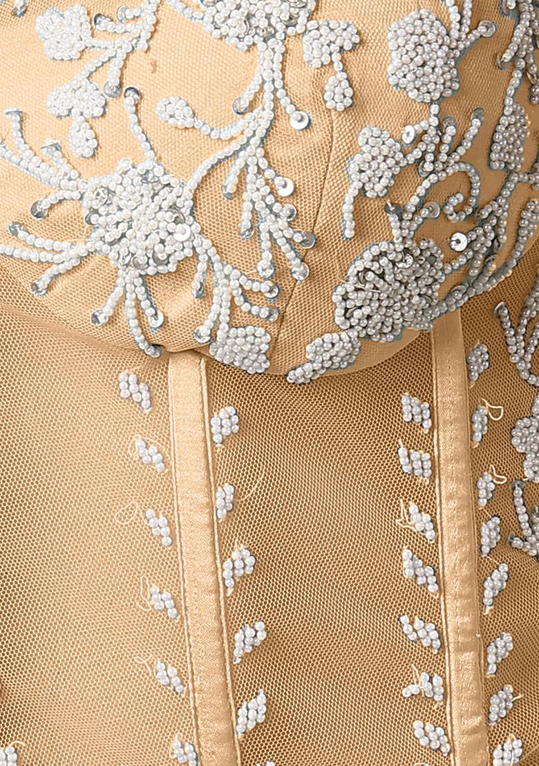 Beige Lehenga Set With Hand Embroidered Blouse And Dupatta