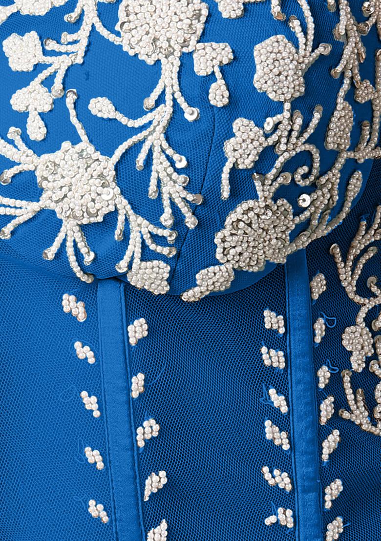 Blue Lehenga Set With Hand Embroidered Blouse And Dupatta