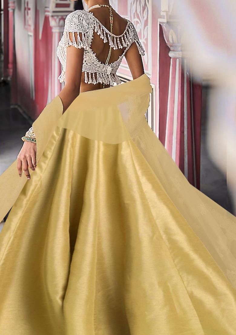 Golden Lehenga Set With Hand Embroidered Blouse And Dupatta