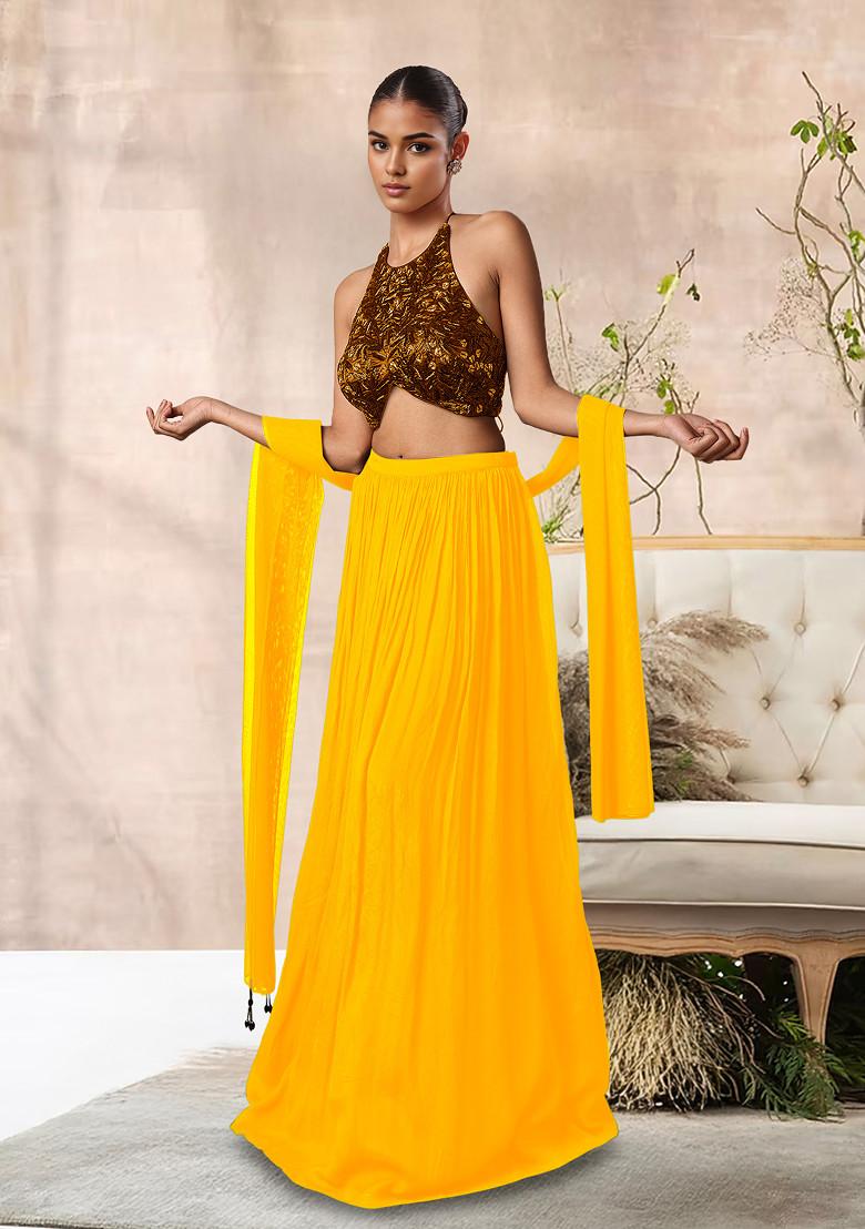 Yellow Lehenga Set With Hand Embroidered Blouse And Dupatta