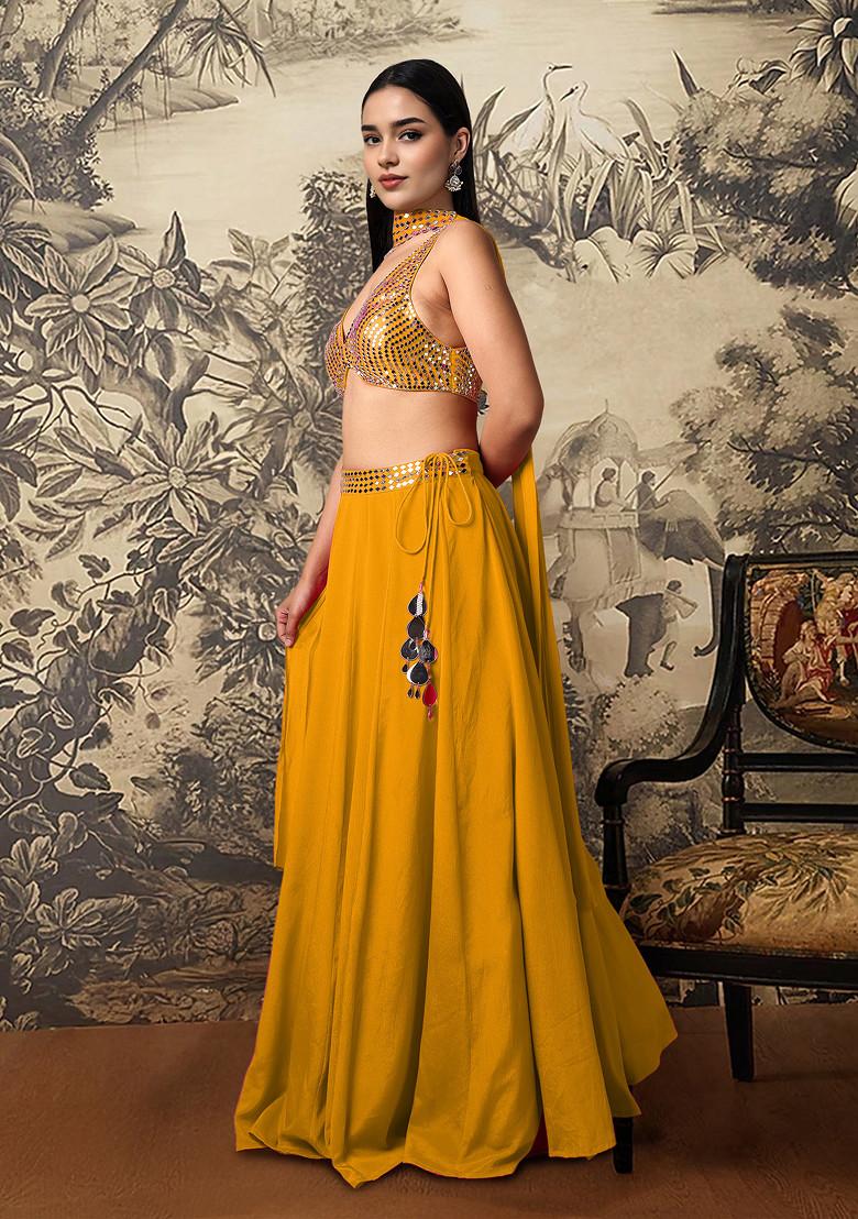 Yellow Lehenga Set With Hand Embroidered Blouse And Dupatta