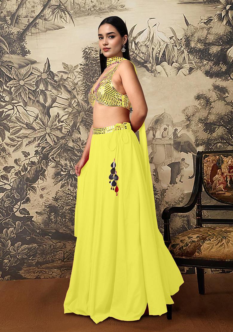 Yellow Lehenga Set With Hand Embroidered Blouse And Dupatta