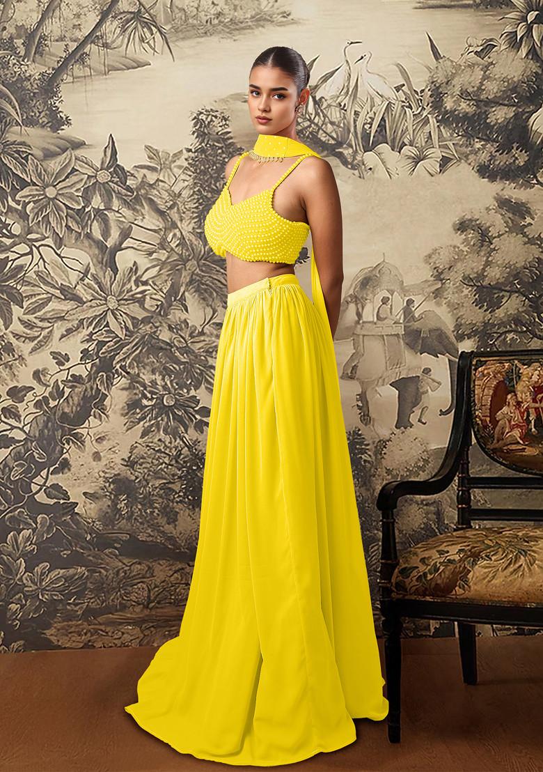 Yellow Lehenga Set With Hand Embroidered Blouse And Dupatta